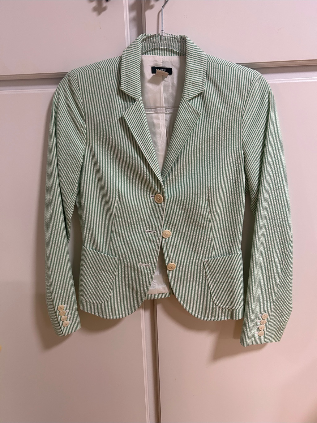 J. Crew Vintage Mint Green Seersucker Blazer Preppy